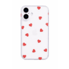 Průhledný silikonový kryt se srdíčky pro iPhone 16