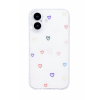 Průhledný silikonový kryt se srdíčky pro iPhone 16