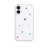 Průhledný silikonový kryt se srdíčky pro iPhone 16