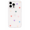 Průhledný silikonový kryt se srdíčky pro iPhone 16 Pro Max