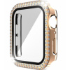 Třpytivé ochranné pouzdro s kamínky a ochranným sklem pro Apple Watch 44mm (Barva Bronzová)