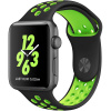 sports plus silicone watchband strap apple watch black green