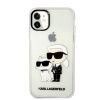 Karl Lagerfeld IML Karl and Choupette průhledný kryt se třpytkami pro iPhone 11