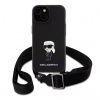 Karl Lagerfeld Saffiano Metal Ikonik kryt s crossbody popruhem pro iPhone 15 černý