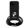 Karl Lagerfeld Saffiano Nylon Karl and Choupette kryt s crossbody popruhem pro iPhone 15 černý
