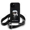 Karl Lagerfeld Liquid Silicone Ikonik kryt s crossbody popruhem pro iPhone 15 černý