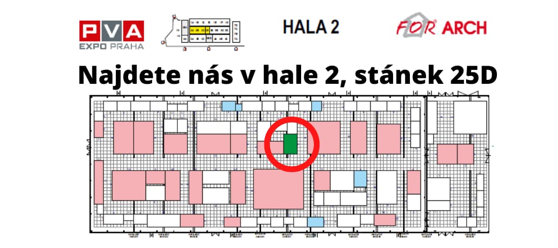 Mapa FOR ARCH 2022 -  ITADECO stánek 25D, hala 2