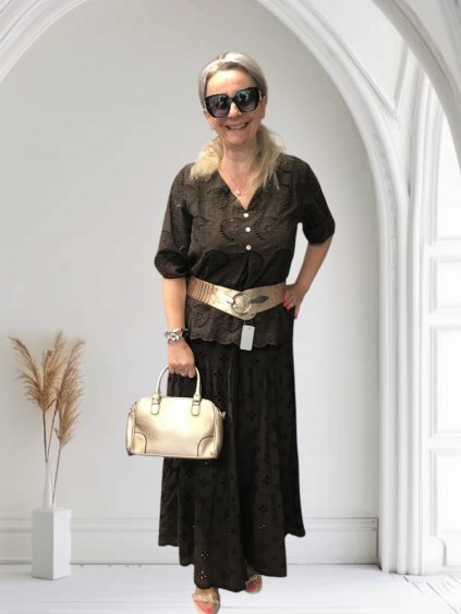 Caorle dlouhá sukně maxi z madeiry s páskem