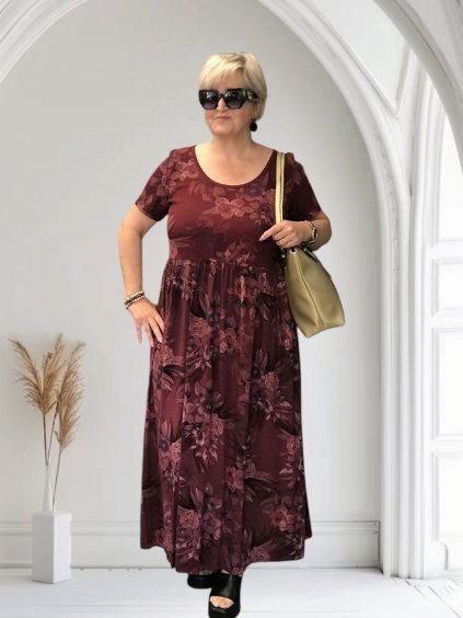 Vanesa dlouhé šaty maxi květované s krátkým rukávem