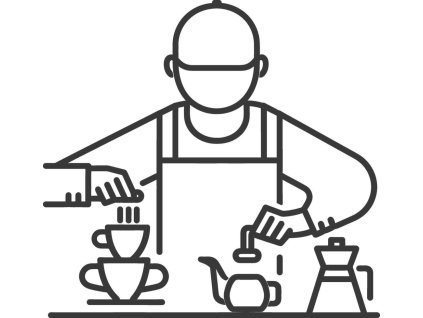 minimalist line art icon barista in action logo symbol vector