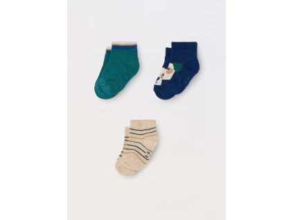 Pack 3 calze corte misto cotone neonato (Velikost 0-1 měsíců (50 cm), Barva Zelená)