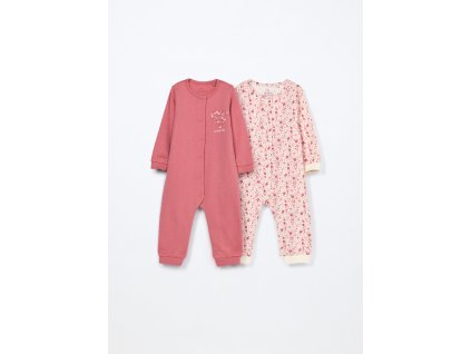 Pack 2 tutine pigiama in puro cotone fleece neonata (Velikost 9-12 měsíců (74 cm), Barva Růžová)