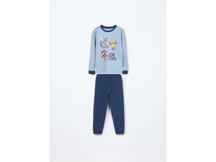 Set pigiama lungo in interlock di puro cotone bambino (Velikost 3-4 let (104 cm), Barva Modrá)