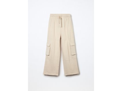 Jogger wide leg in puro cotone ragazza (Velikost 9-10 let (140 cm), Barva Béžová)