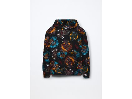 Felpa con cappuccio in puro cotone ragazzo (Velikost 9-10 let (140 cm), Barva Černá)