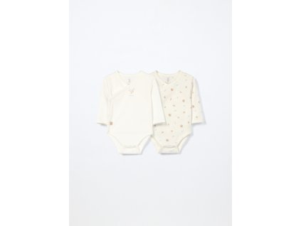 Pack 2 body incrociati in interlock di puro cotone (Velikost 0-1 měsíců (50 cm), Barva Bílá)