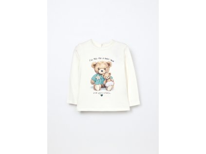 T-shirt a maniche lunghe in cotone stretch neonata (Velikost 12-18 měsíců (80 cm), Barva Bílá)