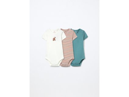 Pack 3 body in interlock di puro cotone (Velikost 9-12 měsíců (74 cm), Barva Zelená)