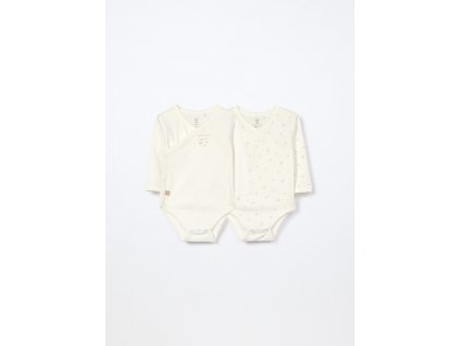 Pack 2 body incrociati in interlock di puro cotone (Velikost 0-1 měsíců (50 cm), Barva Bílá)