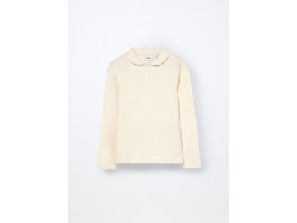 Polo a maniche lunghe in cotone stretch bambina (Velikost 3-4 let (104 cm), Barva Bílá)