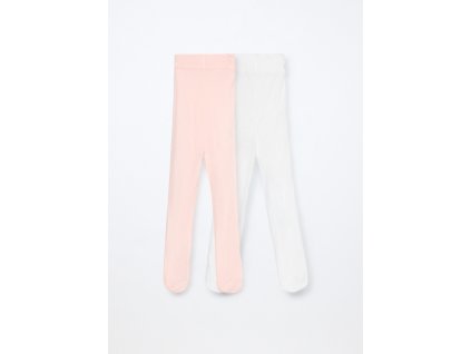 Pack 2 collant in tessuto stretch Made in Italy neonata (Velikost 0-6, Barva Růžová)