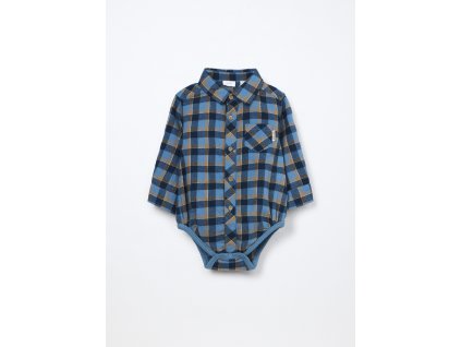 Body-camicia in flanella di puro cotone neonato (Velikost 1-3 měsíců (56 cm), Barva Modrá)