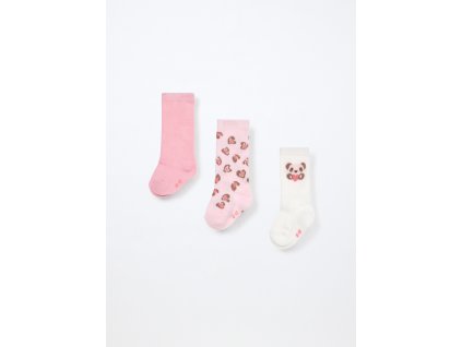 Pack 3 calze lunghe in viscosa di bamboo stretch neonata (Velikost 6-12, Barva Růžová)