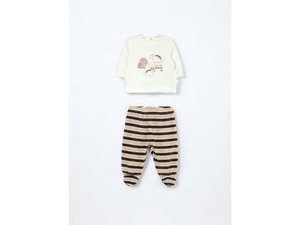 Set velour misto cotone neonato (Velikost 0-1 měsíců (50 cm), Barva Hnědá)