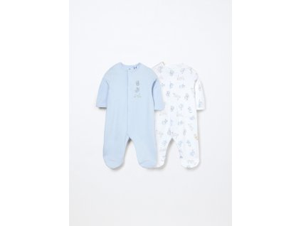 Pack 2 tutine in interlock di puro cotone neonato (Velikost 0-1 měsíců (50 cm), Barva Azurová)