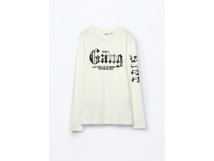 T-shirt a maniche lunghe in puro cotone jersey ragazzo (Velikost 9-10 let (140 cm), Barva Bílá)