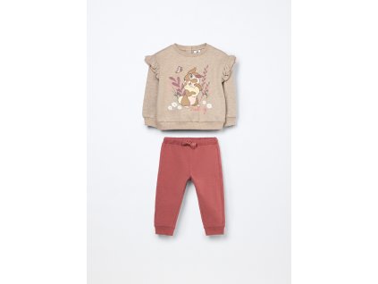Jogging set in misto cotone fleece neonata (Velikost 9-12 měsíců (74 cm), Barva Béžová)
