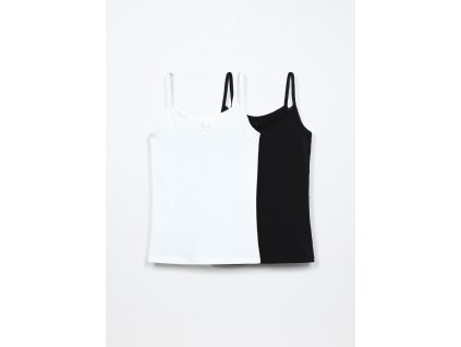 Pack 2 canotte in jersey di cotone stretch ragazza (Velikost 10-11 let (146 cm), Barva Bílá)