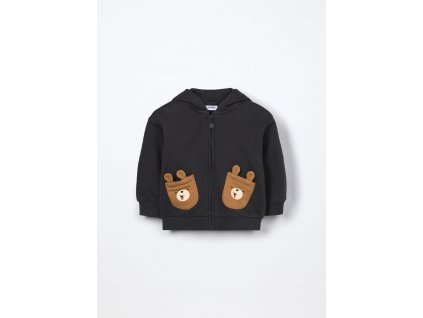 Felpa in puro cotone con cappuccio neonato (Velikost 9-12 měsíců (74 cm), Barva Šedá)