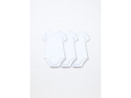 Pack 3 body in interlock di puro cotone (Velikost 1-3 měsíců (56 cm), Barva Bílá)