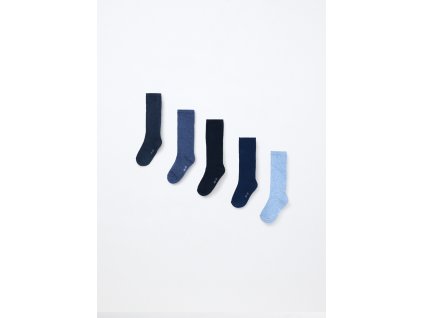 Pack 5 calze lunghe misto cotone bambino (Velikost 25/27, Barva Modrá)
