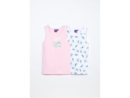 Pack 2 canotte in jersey di cotone stretch bambina (Velikost 3-4 let (104 cm), Barva Bílá)