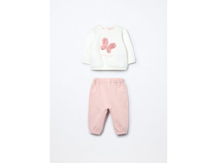 Jogging set in puro cotone fleece neonata (Velikost 1-3 měsíců (56 cm), Barva Růžová)