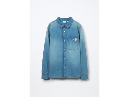 Camicia in jeans di puro cotone ragazzo (Velikost 10-11 let (146 cm), Barva Modrá)