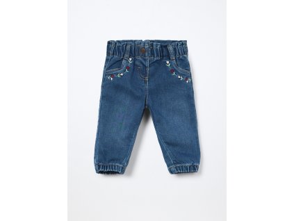 Jogger in french terry denim neonata (Velikost 1-3 měsíců (56 cm), Barva Modrá)