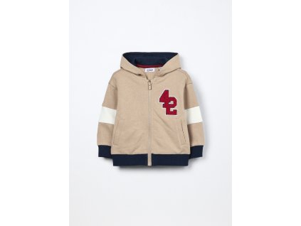 Felpa con cappuccio in french terry di puro cotone neonato (Velikost 12-18 měsíců (80 cm), Barva Béžová)