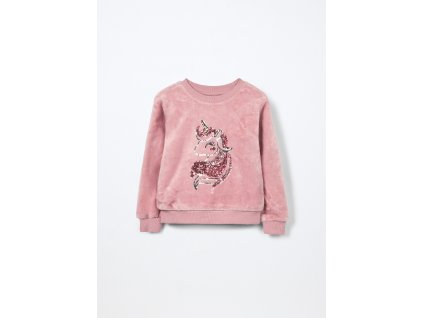 Felpa in pile con paillettes bambina (Velikost 5-6 let (116 cm), Barva Růžová)