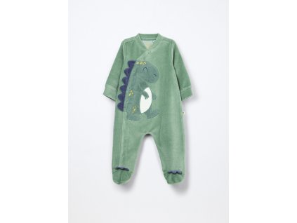 Pigiama velour misto cotone neonato (Velikost 1-3 měsíců (56 cm), Barva Zelená)