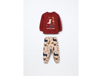 Set pigiama lungo in cotone fleece neonato (Velikost 9-12 měsíců (74 cm), Barva Béžová)