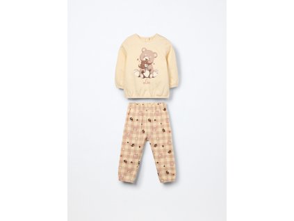 Set pigiama lungo in cotone fleece neonata (Velikost 9-12 měsíců (74 cm), Barva Béžová)