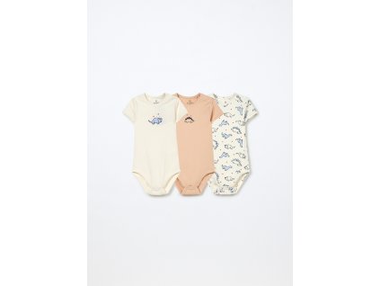 Pack 3 body in interlock di puro cotone neonato (Velikost 9-12 měsíců (74 cm), Barva Béžová)