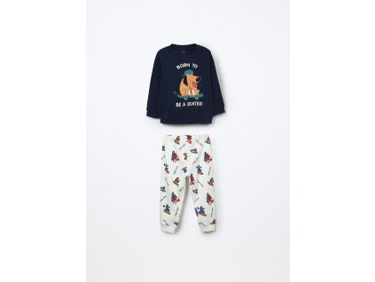 Set pigiama lungo in interlock di puro cotone neonato (Velikost 9-12 měsíců (74 cm), Barva Modrá)