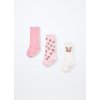 Pack 3 calze lunghe in viscosa di bamboo stretch neonata (Velikost 6-12, Barva Růžová)