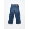 Pantaloni cargo in denim di puro cotone ragazza (Velikost 9-10 let (140 cm), Barva Modrá)