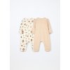 Pack 2 tutine pigiama in puro cotone fleece neonato (Velikost 1-3 měsíců (56 cm), Barva Béžová)