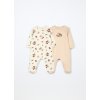 Pack 2 tutine pigiama in puro cotone fleece neonato (Velikost 1-3 měsíců (56 cm), Barva Béžová)